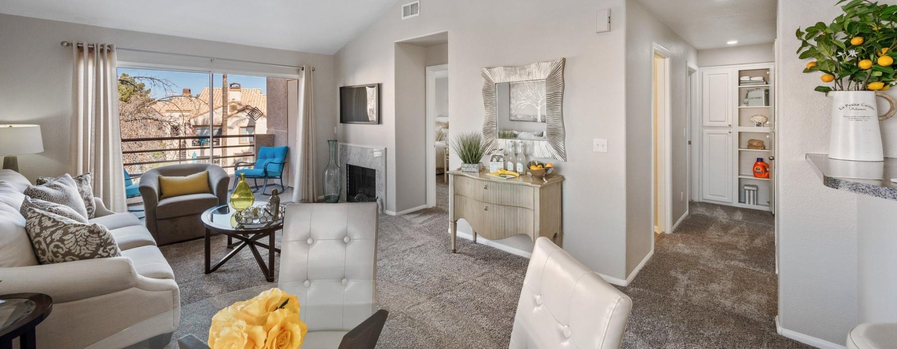 a living room with a large window