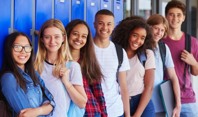a group of students posing for a photo