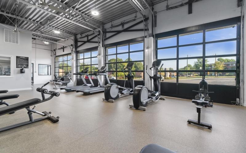 a gym with exercise equipment