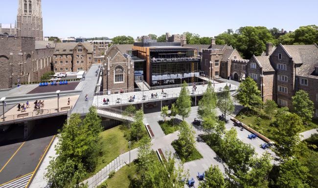 a city with buildings and trees