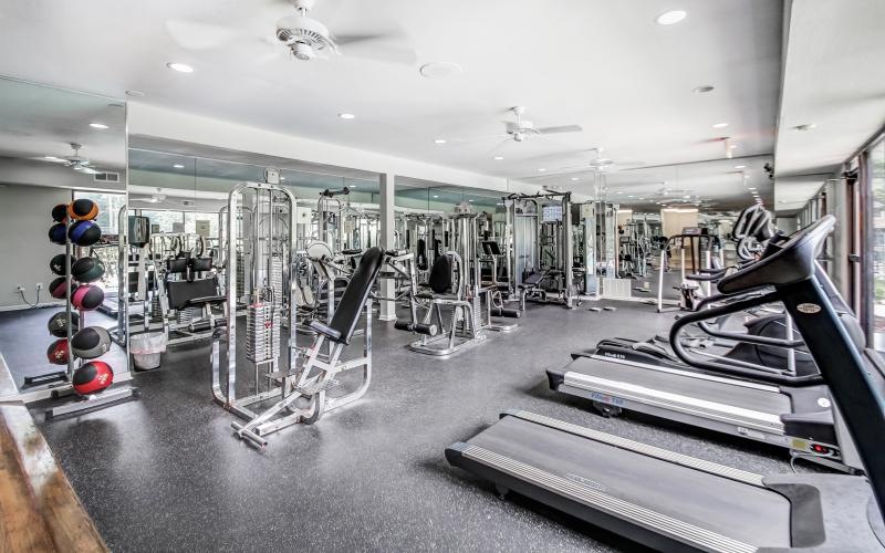 a gym with exercise equipment